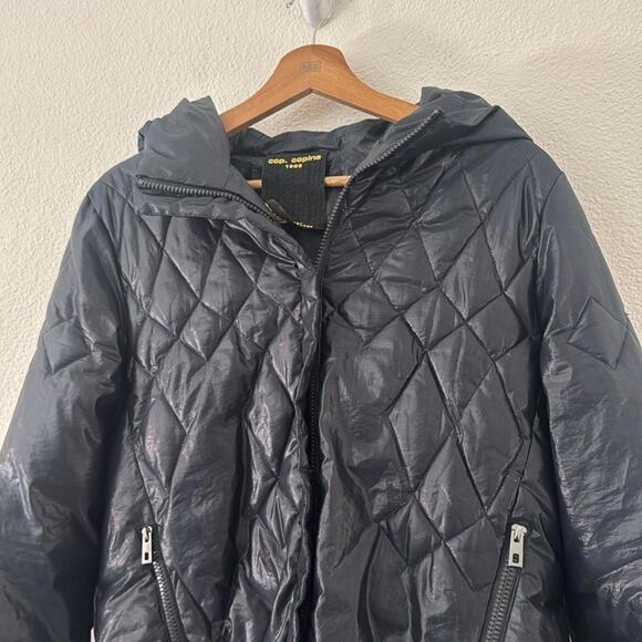 Cop.Copine Goldeneye Puffer Jacket Navy Diamond Quilted Designer - Picture 3 of 12